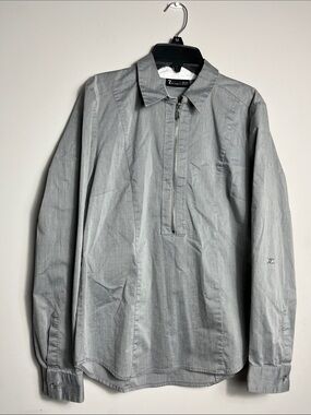 7th Avenue design studio Gray Zip-Front Collared Shirt Small